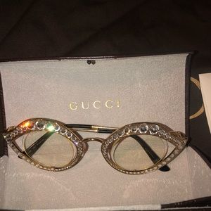 Gucci Gold Cat Eye W/Gold Frame Rx Eyeglasses